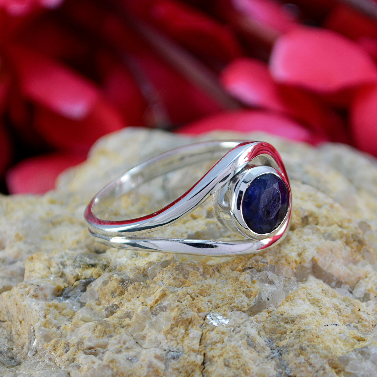 Indian Blue Sapphire Solitaire Egyptian 925 Sterling Silver Blue Gemstone Slim Graceful Ring Jewelry Второстепенное изображение товара