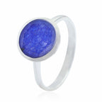 Indian Blue Sapphire Solitaire Moroccan Silver Blue Gems Slim Fairytale Ring Jewelry