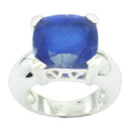 Indian Blue Sapphire Solitaire German Sterling Silver Blue Gems Chunky Signet Ring Jewelry
