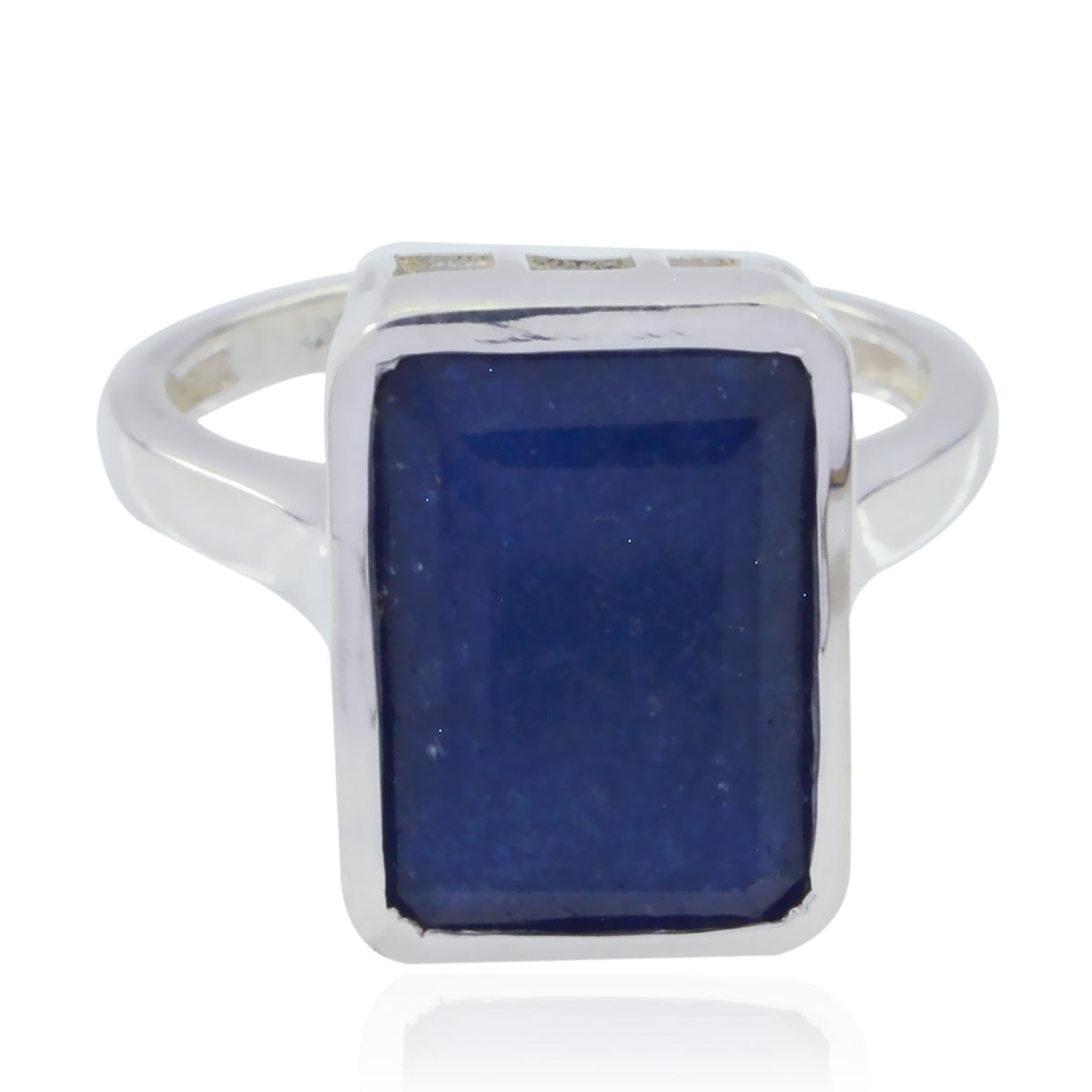 Indian Blue Sapphire Solitaire French 92.5 Silver Blue Gemstone Classic Abstract Ring Jewellery Главное изображение товара