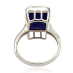 Indian Blue Sapphire Solitaire French 92.5 Silver Blue Gemstone Classic Abstract Ring Jewellery