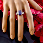 Indian Blue Sapphire Solitaire Russian 925 Sterling Silver Blue Gemstones Tiny Trendy Ring Jewellery