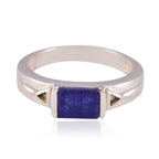 Indian Blue Sapphire Solitaire Moroccan Silver Blue Gems Slim Contemporary Ring Jewelry