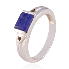 Indian Blue Sapphire Solitaire Moroccan Silver Blue Gems Slim Contemporary Ring Jewelry