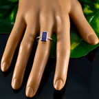 Indian Blue Sapphire Solitaire Egyptian Sterling Silver Blue Gemstones Slim Contemporary Ring Jewelry
