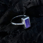 Indian Blue Sapphire Solitaire Egyptian Sterling Silver Blue Gemstones Slim Contemporary Ring Jewelry