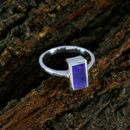 Indian Blue Sapphire Solitaire Egyptian Sterling Silver Blue Gemstones Slim Contemporary Ring Jewelry