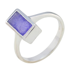 Indian Blue Sapphire Solitaire Egyptian Sterling Silver Blue Gemstones Slim Contemporary Ring Jewelry