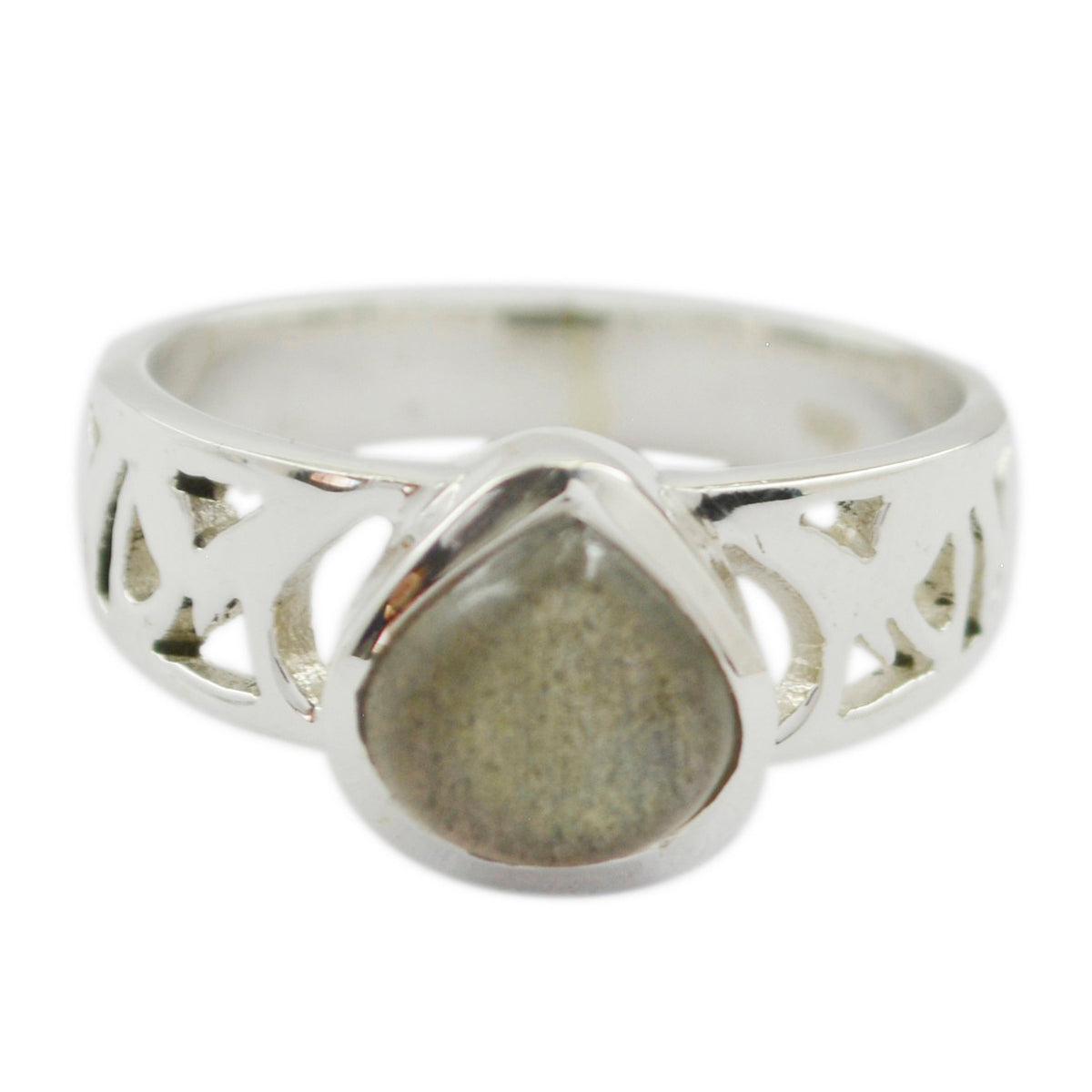 Labradorite Solitaire Egyptian 925 Silver Gray Gems Classic Love Ring Jewellery メイン画像