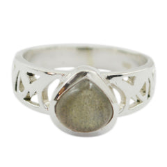 Labradorite Solitaire Egyptian 925 Silver Gray Gems Classic Love Ring Jewellery