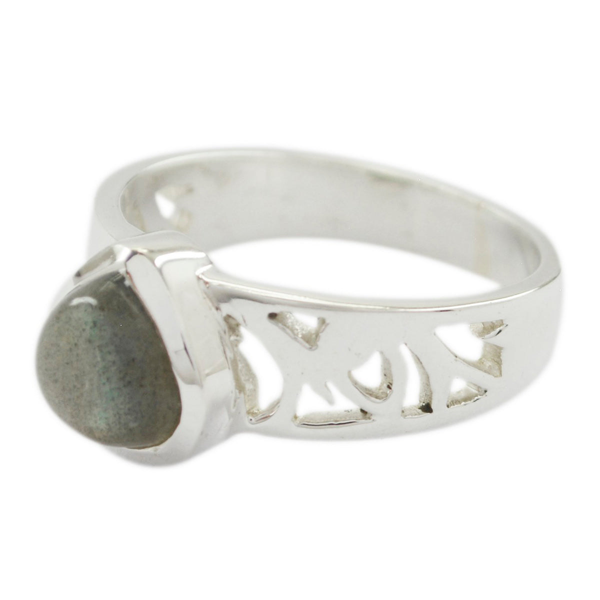 Labradorite Solitaire Egyptian 925 Silver Gray Gems Classic Love Ring Jewellery