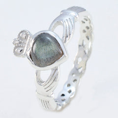 Labradorite Solitaire Egyptian Sterling Silver Gray Gemstone Tiny valentine Ring Jewellery