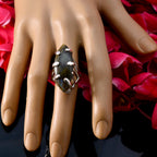 Labradorite Solitaire Egyptian Sterling Silver Gray Gems Chunky Artisan Ring Jewelry