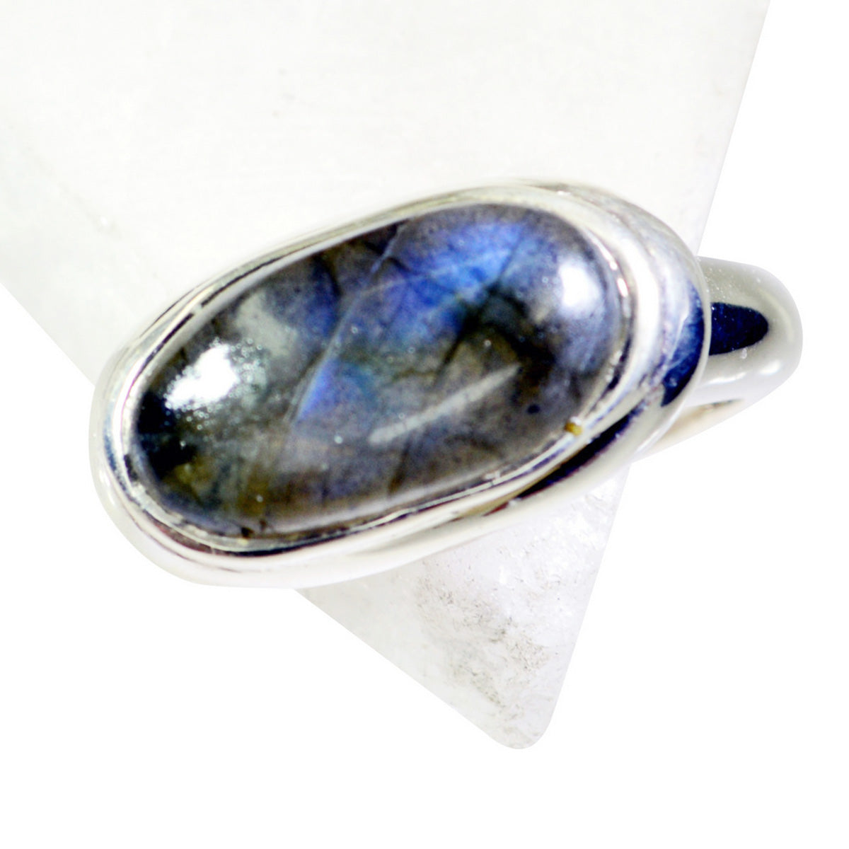 Labradorite Solitaire Indian 925 Silver Gray Gems Mid weight Graceful Ring Jewelry Immagine principale del prodotto