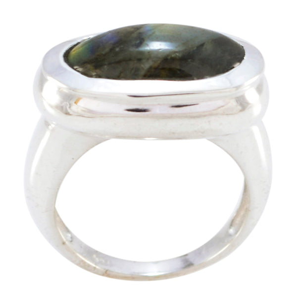 Labradorite Solitaire Indian 925 Silver Gray Gems Mid weight Graceful Ring Jewelry