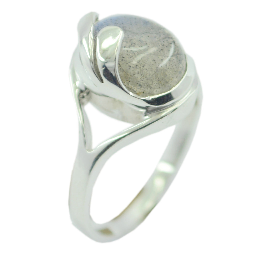 Labradorite Solitaire African Silver Gray Gemstones Slim Traditional Ring Jewelry