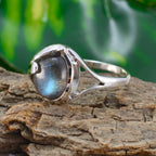 Labradorite Solitaire African Silver Gray Gemstones Slim Traditional Ring Jewelry