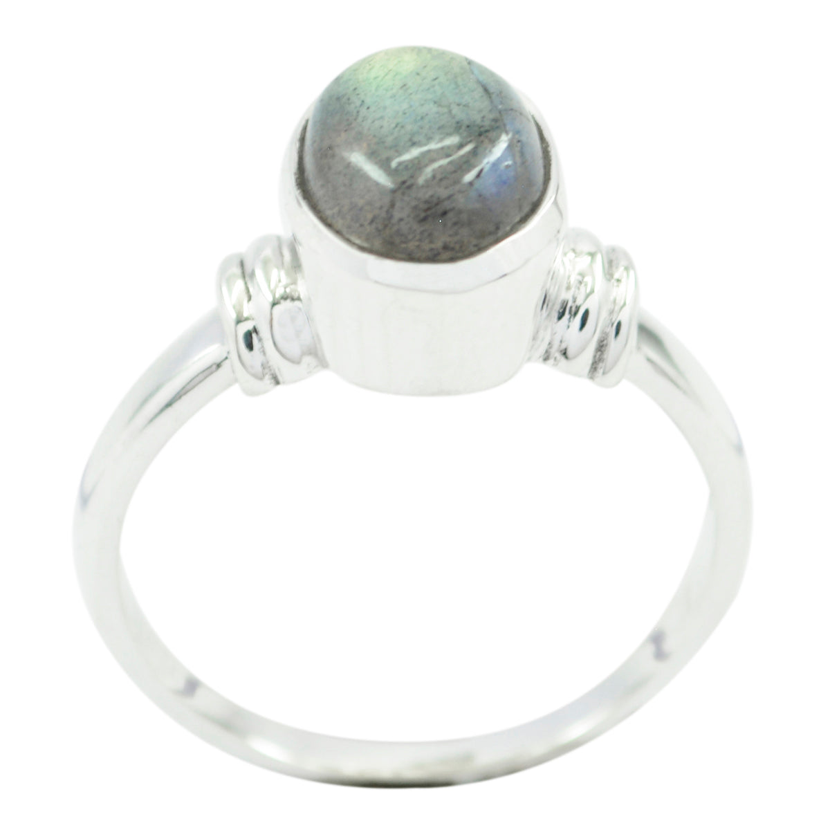 Labradorite Solitaire Indian 925 Silver Gray Gemstones Classic Sophisticated Ring Jewelry Hoofdafbeelding