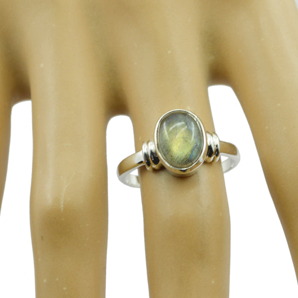Labradorite Solitaire Indian 925 Silver Gray Gemstones Classic  Sophisticated Ring Jewelry