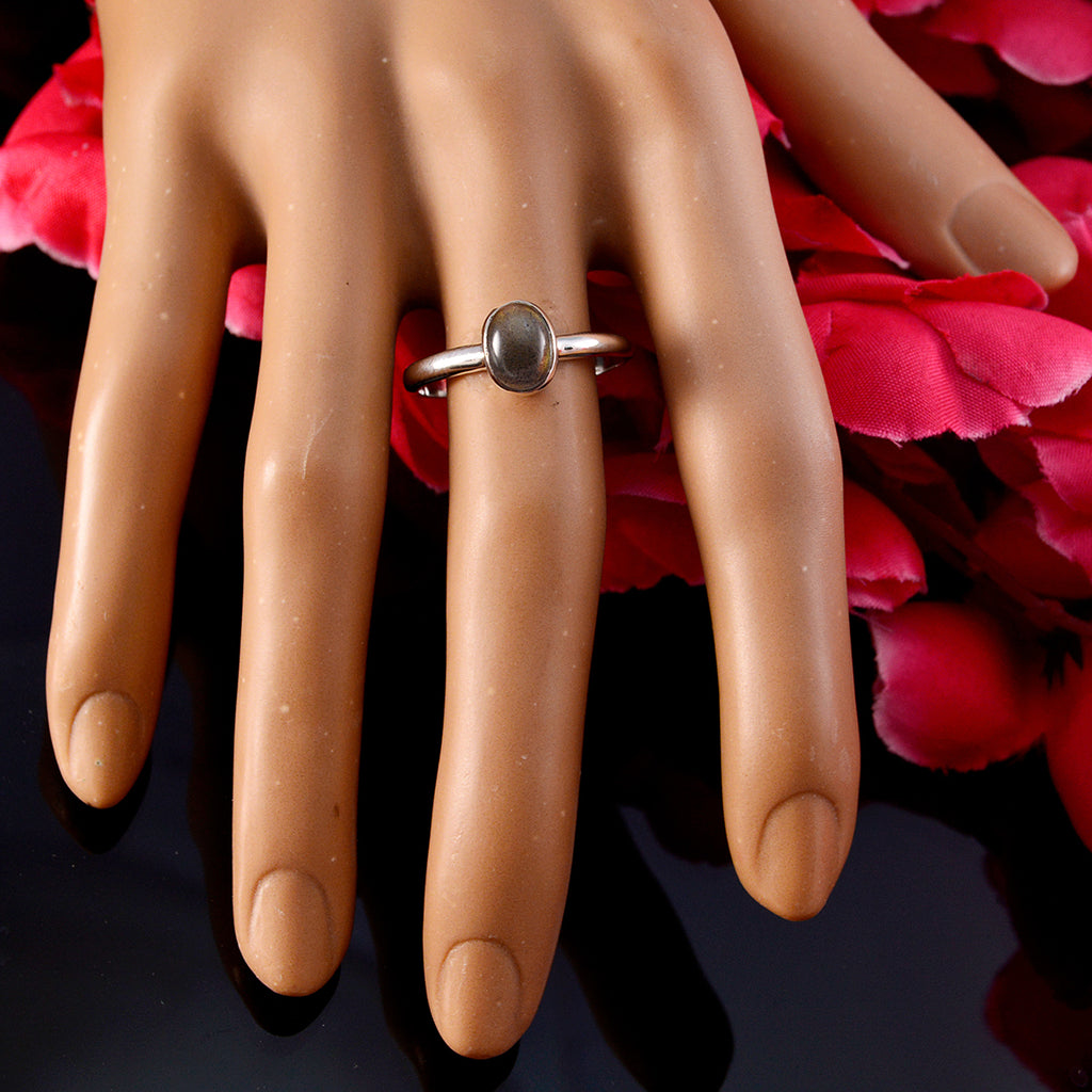Labradorite Solitaire Turkish 925 Silver Gray Gemstone Delicate Romantic Ring Jewellery