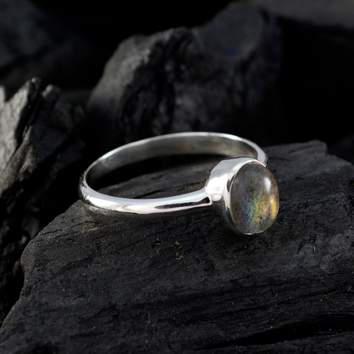 Labradorite Solitaire Turkish 925 Silver Gray Gemstone Delicate Romantic Ring Jewellery