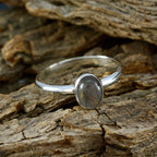 Labradorite Solitaire Turkish 925 Silver Gray Gemstone Delicate Romantic Ring Jewellery