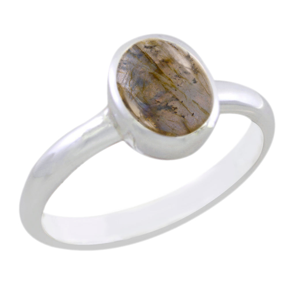 Labradorite Solitaire Turkish 925 Silver Gray Gemstone Delicate Romantic Ring Jewellery