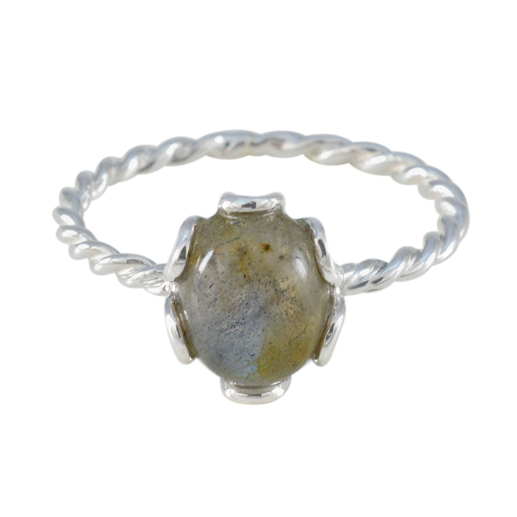 Labradorite Solitaire Turkish Sterling Silver Gray Gemstones Delicate Twist Ring Jewelry