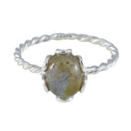 Labradorite Solitaire Turkish Sterling Silver Gray Gemstones Delicate Twist Ring Jewelry