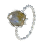 Labradorite Solitaire Turkish Sterling Silver Gray Gemstones Delicate Twist Ring Jewelry