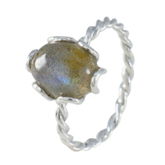 Labradorite Solitaire Turkish Sterling Silver Gray Gemstones Delicate Twist Ring Jewelry