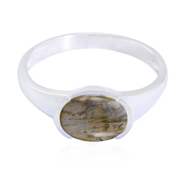 Labradorite Solitaire Japanese Sterling Silver Gray Gems Elegant  Glamorous Ring Jewellery