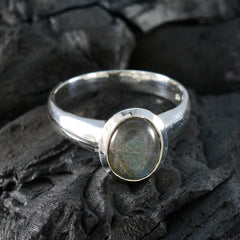 Labradorite Solitaire German 925 Silver Gray Gems Classic Romantic Ring Jewellery