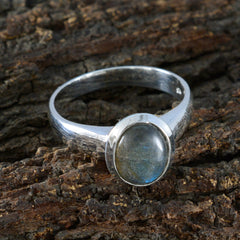 Labradorite Solitaire German 925 Silver Gray Gems Classic Romantic Ring Jewellery