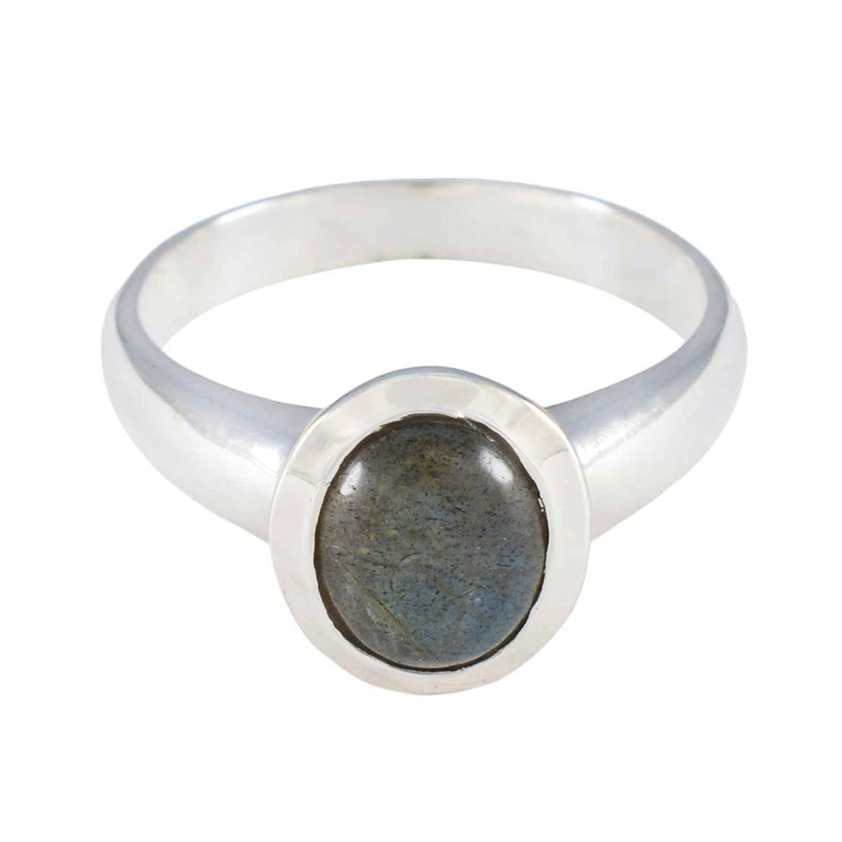 Labradorite Solitaire German 925 Silver Gray Gems Classic Romantic Ring Jewellery