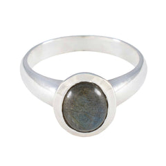 Labradorite Solitaire German 925 Silver Gray Gems Classic Romantic Ring Jewellery