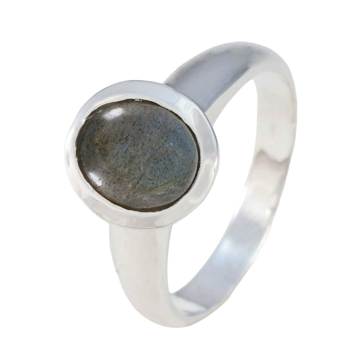 Labradorite Solitaire German 925 Silver Gray Gems Classic Romantic Ring Jewellery