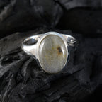 Labradorite Solitaire Russian Sterling Silver Gray Gems Minimal Traditional Ring Jewellery