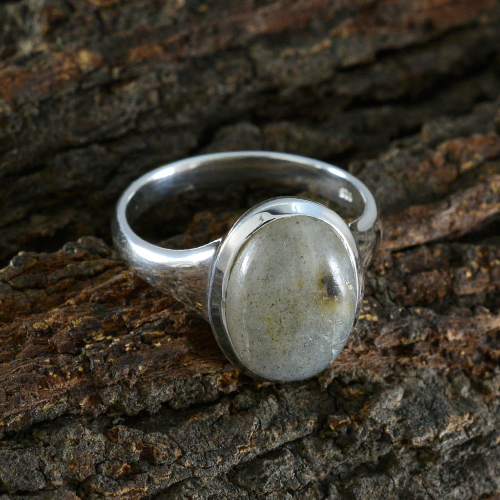 Labradorite Solitaire Russian Sterling Silver Gray Gems Minimal Traditional Ring Jewellery