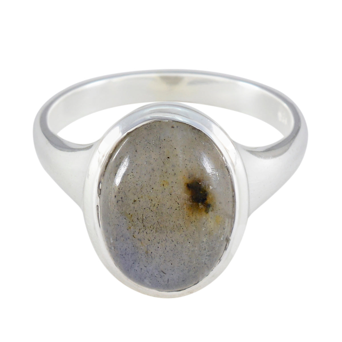 Labradorite Solitaire Russian Sterling Silver Gray Gems Minimal Traditional Ring Jewellery