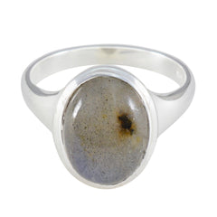 Labradorite Solitaire Russian Sterling Silver Gray Gems Minimal Traditional Ring Jewellery
