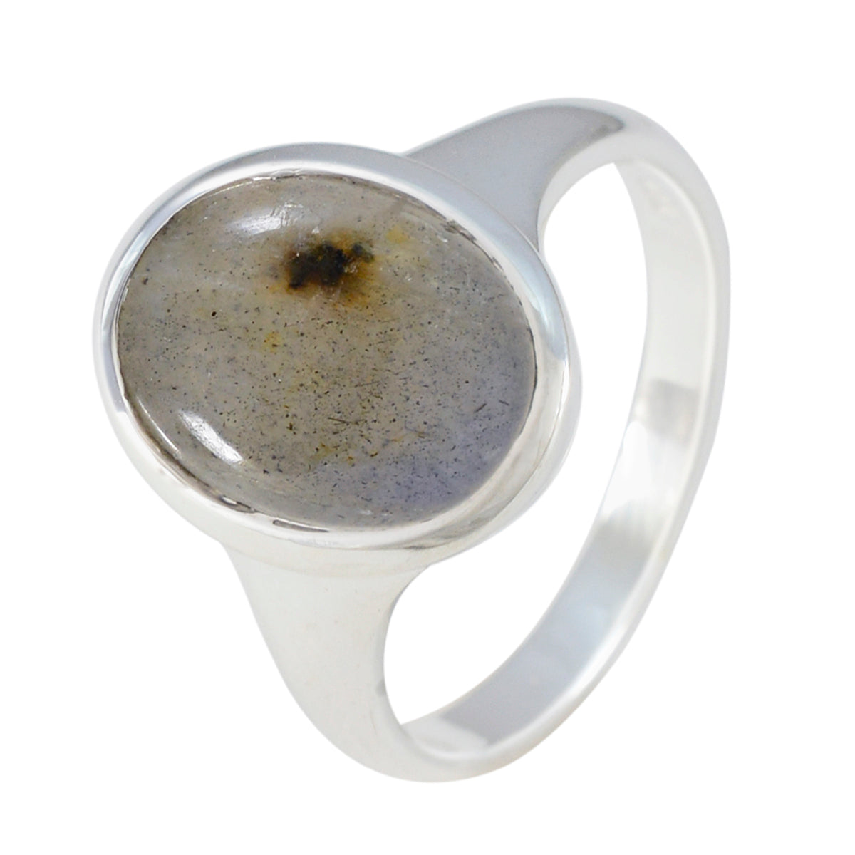 Labradorit Solitär Russisches Sterling Silber Graue Edelsteine Minimal Traditioneller Ring Schmuck Zweitbild