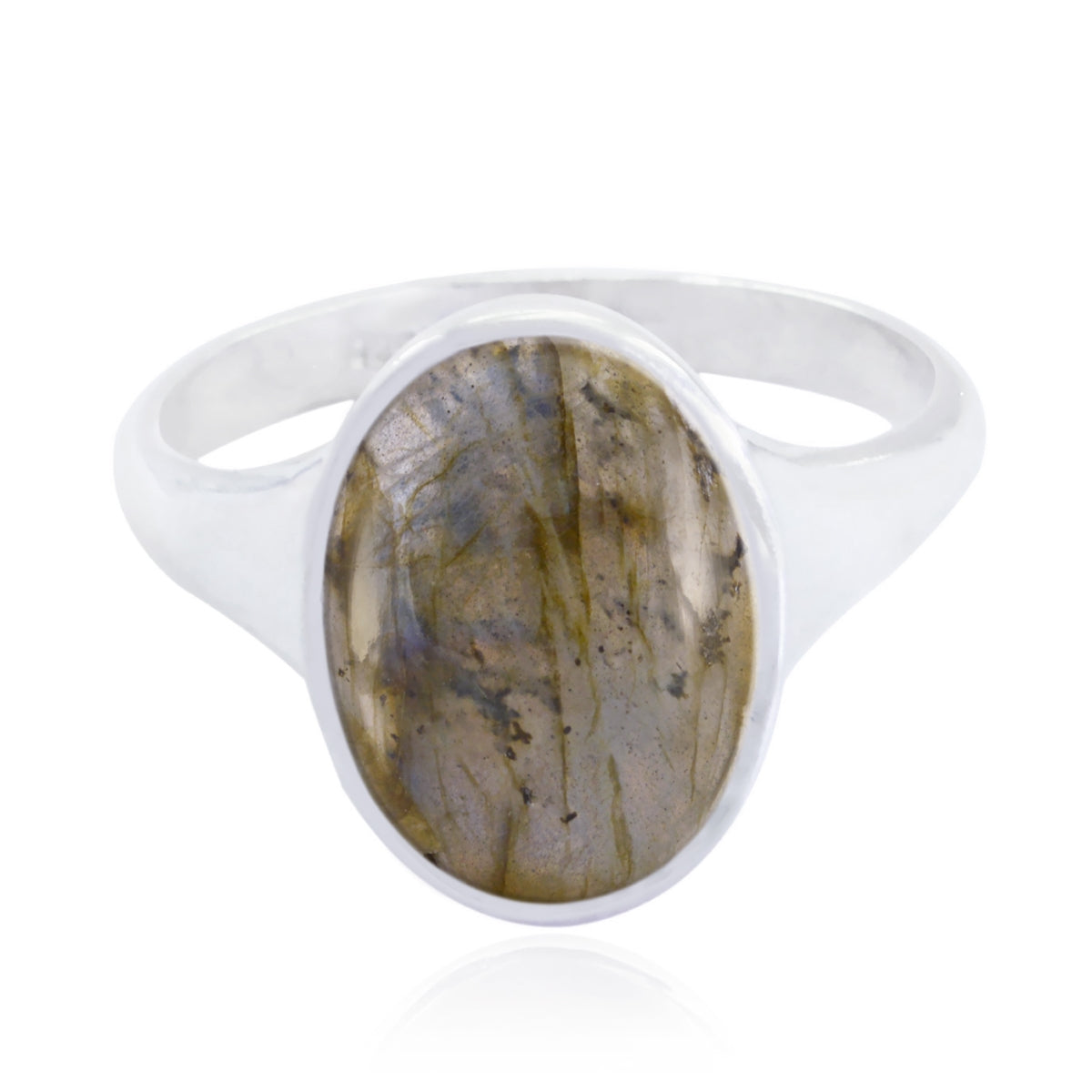 Labradorite Solitaire Russian Sterling Silver Gray Gems Minimal Traditional Ring Jewellery