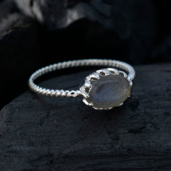 Labradorite Solitaire Japanese 925 Silver Gray Gems Elegant  Twist Ring Jewelry