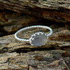 Labradorite Solitaire Japanese 925 Silver Gray Gems Elegant  Twist Ring Jewelry