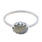 Labradorite Solitaire Japanese 925 Silver Gray Gems Elegant  Twist Ring Jewelry
