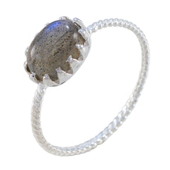 Labradorite Solitaire Japanese 925 Silver Gray Gems Elegant  Twist Ring Jewelry