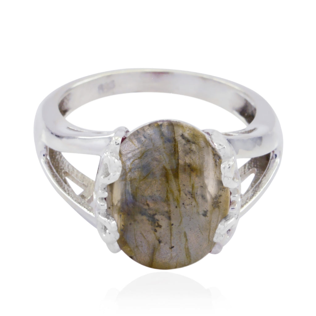 Labradorite Solitaire French Sterling Silver Gray Gemstones Classic  Sophisticated Ring Jewelry