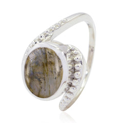 Labradorite Solitaire Egyptian 925 Sterling Silver Gray Gemstones Classic  Graceful Ring Jewelry
