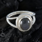 Labradorite Solitaire Latin American 925 Sterling Silver Gray Gemstone Classic Rope Wire Ring Jewelry